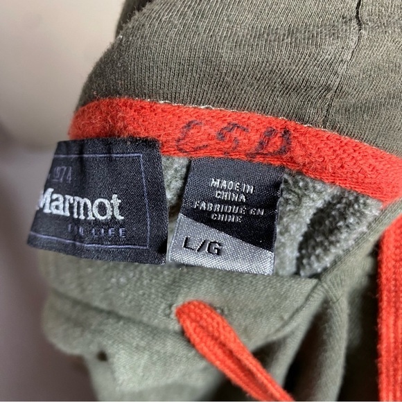 Marmot Mountain Green Pullover Hoodie Size L Outdoor Logo Sweatshirt - Picture 4 of 4